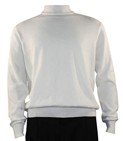 Bassiri Mock Neck, Full Cut, Long Sleeve. Knit Men's White Sweater