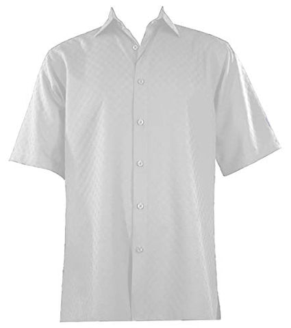 Bassiri - Button Front, Short Sleeve, Square Hem, White, Casual Men's Shirt