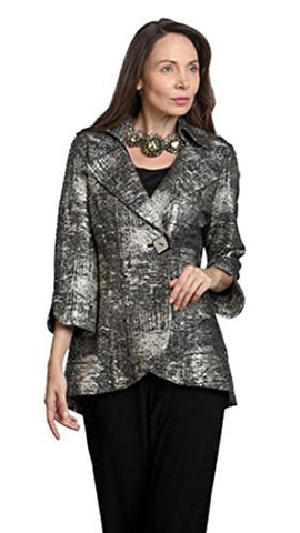 IC Collection Patterned Single Button Closure Contemporary Asian Styled Jacket