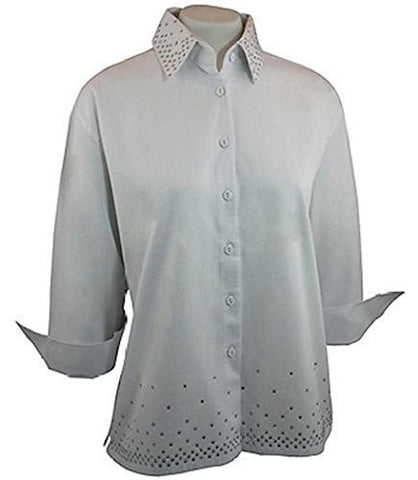 Christine Alexander Crystal Border, Cotton Cuffed Shirt with Swarovski
