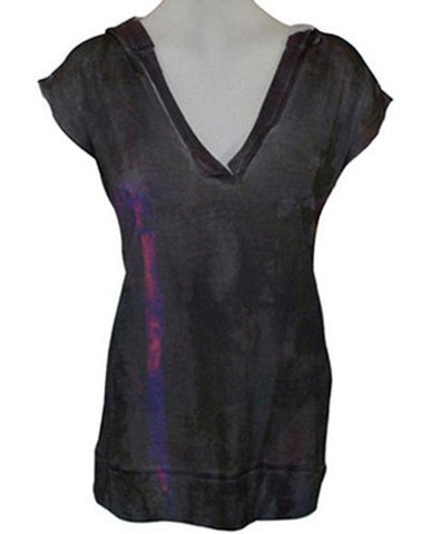 Elvis Laskin Clothing - Black/Tan, Abstract Design, Microfiber Hoodie Top
