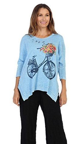 Jess & Jane - Bike Ride, Mineral Washed, Cotton Slub Dolman Sleeve Rib Detail Tunic
