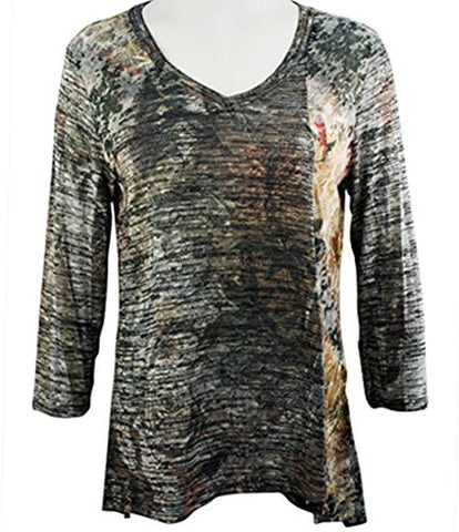 Cubism - Icat Shadow, Hi-Low Tunic Top, Multi-Colored Print with Style Seams