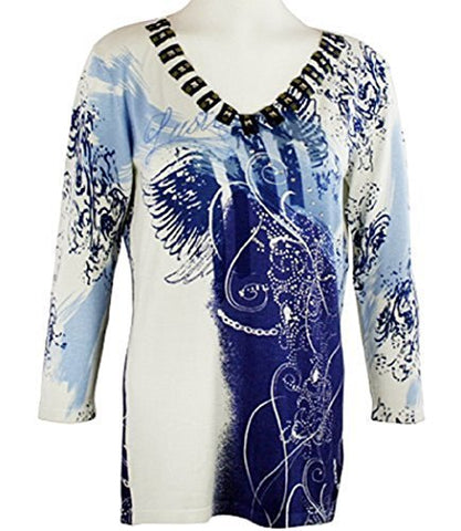 Orly Clothing - Blue Dazzle, Gemstone Accented Collar, White/Periwinkle Colored