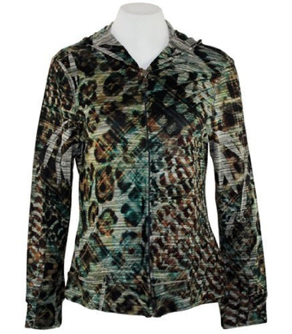 Cubism Jungle Fair, Hoodie Animal Print with Zipper & Front Pockets