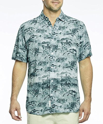 Margaritaville - Schooling Fish, BBQ Short Sleeve Men's Tropical Print Shirt