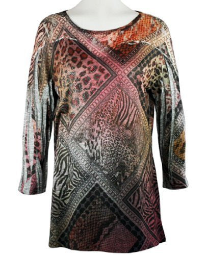 Cactus Fashion - Animal Patchwork, Rhinestones, Sublimation Tunic