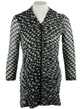 Boho Chic - Focused, Houndstooth Pattern Zip Front Hooded Tunic