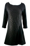 Boho Chic - Black Vines, Long Sleeve Scoop Neck Patchwork Long Tunic - Dress