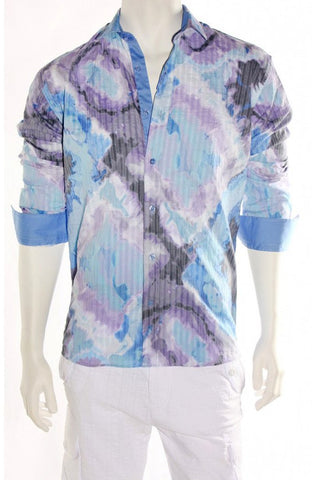 Envy Evolution Shades of Blue Button Front Colored Cuff Lightweight Men's Shirt
