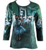 Edgar Degas The Dance Class, 3/4 Sleeve Hand Silk Screened Artistic Top