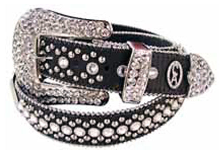 ベルト　christine alexander Christine Alexander Black Crystal Leather Belt Cross Bling NWOT