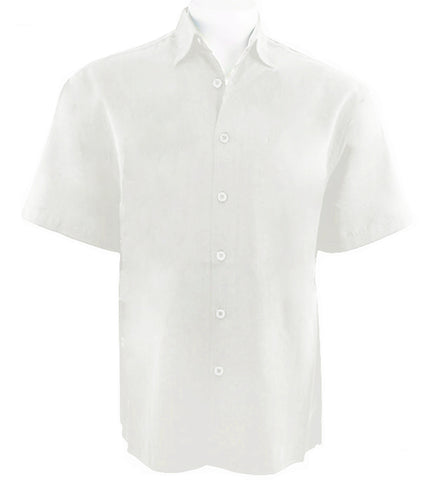 Bassiri - Button Front, Short Sleeve, Square Hem, Off White, Casual Men's Shirt