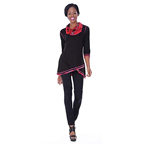 Parsley & Sage - Susan, 3/4 sleeve, cowl neck tunic designed with a trimmed hem