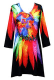 Valentina Signa - Brilliant Feathers, 3/4 Sleeve V-Neck Tunic Rhinestone Highlights