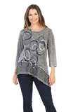 Jess & Jane - Echoes, Mineral Washed Wavy Contrast Asymmetric Hem Cotton Slub Tunic