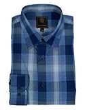 FX Fusion Blue Ombre Plaid Men's Shirt with Under Collar Hold Down Buttons