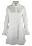Ravel Fashion Flared Sleeves Spread Neck Collar on an Extra Long White Tunic Top