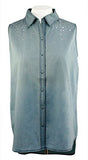 Christine Alexander - Scattered Squares, Chambray Shirt with Swarovski Crystals