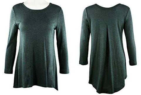 Nally & Millie Evergreen, Scoop Neck, Back Pleat, Hi-Lo Frenchterry Tunic Top