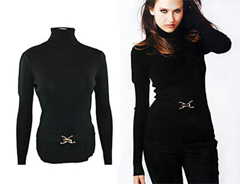 Cyrus Knits Stylishly Formed, Long Sleeve, Sweater in Black
