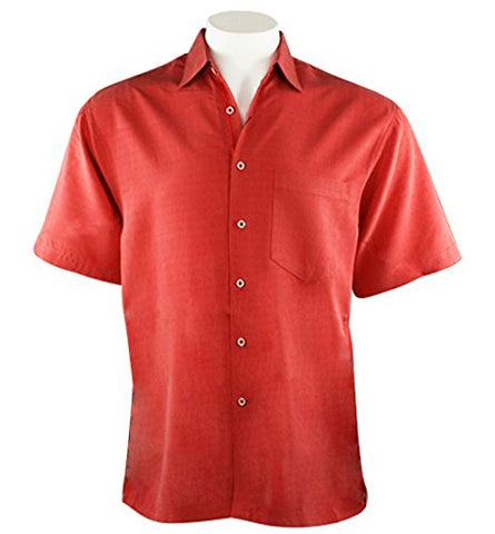 Bamboo Cay - Bellagio, Men's Tropical Style Salmon Color Button Front Camp Shirt