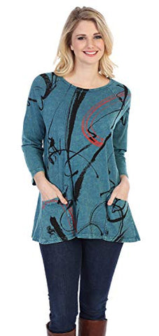 Jess & Jane Matilda, Mineral Washed, Cotton Sublimation, Patch Pocket Tunic Top