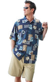 Luau Casual Charm Sportswear Indigo Colored Short Sleeve, Men's Casual Shirt