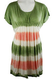 Gypsy Daisy - Color Shades, Short Sleeve, Scoop-Neck, Mini Dress - Tunic Top