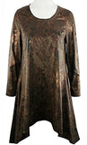 Boho Chic - Celestial, Long Sleeve Scoop Neck Foiled Hi-Low Asymmetric Tunic Top