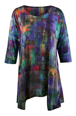 Et'Lois - Mystic Blue, 3/4 Sleeve, Scoop Neck, Contemporary Colorful Fashion Tunic
