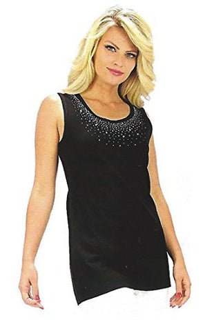 Crystaline Collections - Crystal Crescent, Swarovski Crystal Accent Sleeveless Tank Top