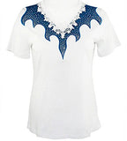 Cactus Fashion - Gothic Lace, Short Sleeve, Lace Trim Rhinestone Cotton Top
