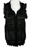 Select Clothing, Split V-Neck Ruffled with Embroidered Accents, Button Front Top