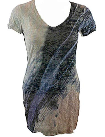 Elvis Laskin Clothing - Angled Lines, Short Sleeve Abstract Casual Design Printed Top