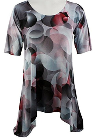 Nally & Millie - Bubbles, Scoop Neck Tunic Top on a Short Sleeve Print Body