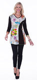 Parsley & Sage -Olivia , 3/4 sleeve, v-neck tunic in a unique geometric pattern