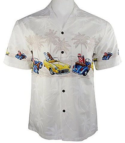 Ky's International Convertibles Fashion Men's Hawaiian Shirt, White
