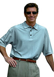 Luau Tuscany - Aqua Green, Vented Square Hem Polo Shirt with Jacquard Collar