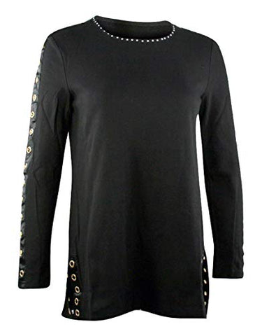 Berek Shine in Grommets Round Neck Long Sleeve Rhinestone Accented Fashion Top
