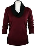 FX Fusion Knits - Vino & Black Top with Ribbed Sides & Two Tone Color Block