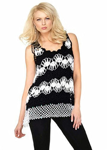 Belldini Striped Crochet Knit Tank Top with Sequin Highlights at Hem ...