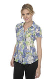 Cathaya Blouse with a Layered Ruffled Collar & Pleated Floral Print