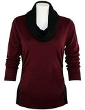 FX Fusion Knits - Vino & Black Top with Ribbed Sides & Two Tone Color Block