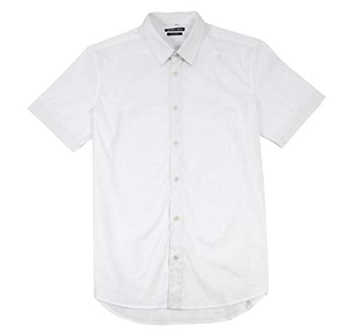 Stitch Note Classic Styled Short Sleeve Button Down White Men's Shirt