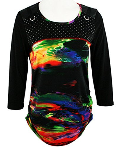 Zoe - Color Array, Long Sleeve Scoop Neck Hi Front Hem Lower Back Hem Fashion Top