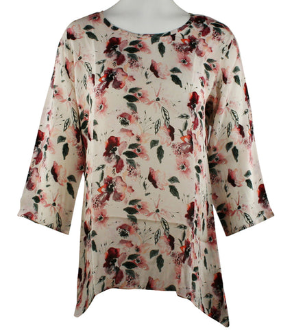 APNY Apparel Colored Leaves, Scoop Neck, Floral Print Lightweight Tunic Top