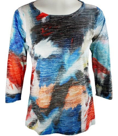 Nally & Millie - Color Flush, Scoop Neck Woman's Top on a 3/4 Sleeve Body