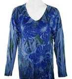 California Bloom - Blue Flowers, Floral Print with Burnouts & Lace Accented Front