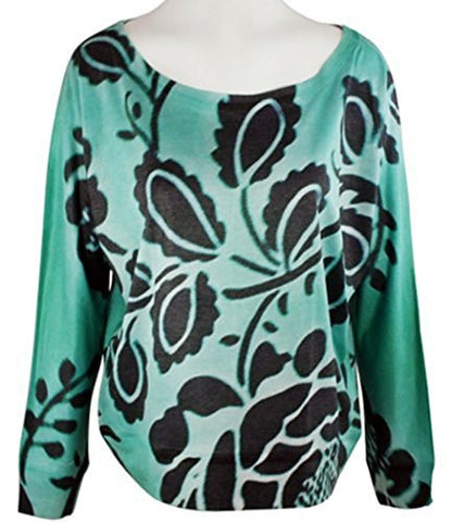 Vintage Highway - Green Floral Dolman, Long Sleeve, Top with Soft Burn Outs